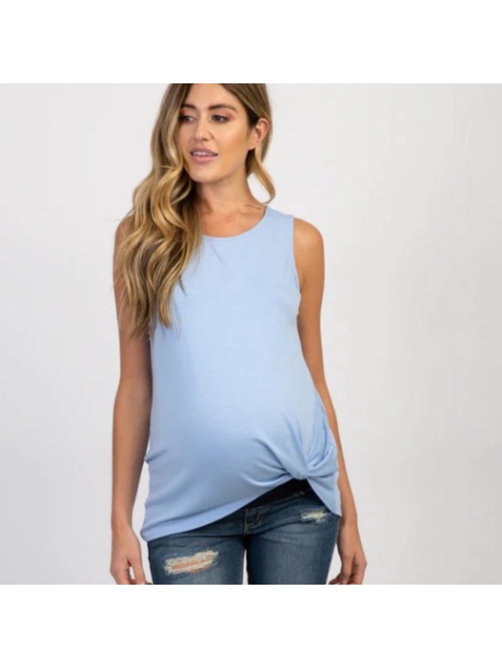 Pinkblush Light Blue Sleeveless Twist-Hem Tank
